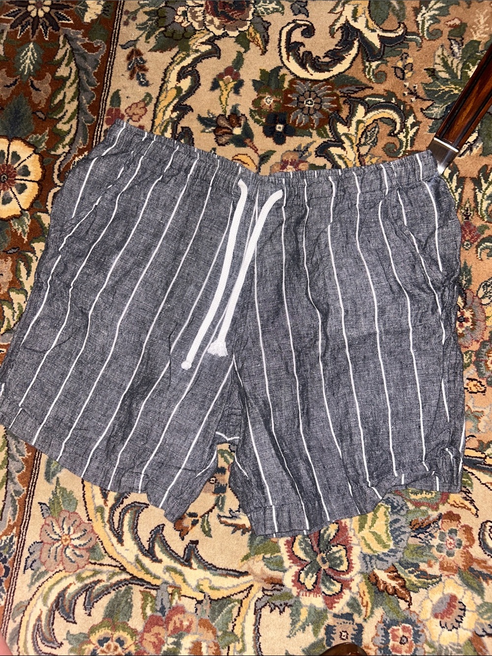 Men's Gray Stripe Flat Front Shorts